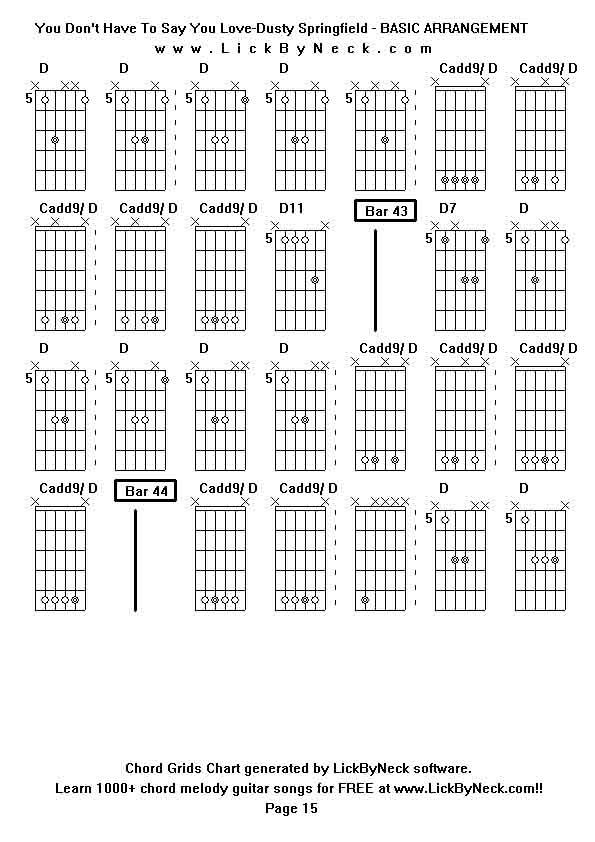 Chord Grids Chart of chord melody fingerstyle guitar song-You Don't Have To Say You Love-Dusty Springfield - BASIC ARRANGEMENT,generated by LickByNeck software.